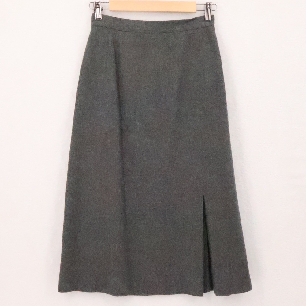 The Villager Vintage Wool Blend Midi‎ Skirt Womens Size 8 Gray A-Line Slit 80s